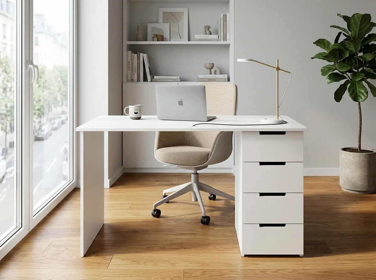 Bureau 120 cm avec Caisson 4 Tiroirs